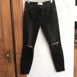 Current Elliott cropped ripped jeans